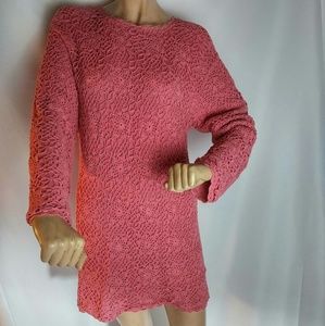 Savannah Hot Pink Silk Blend Lace Shift Dress Sz M